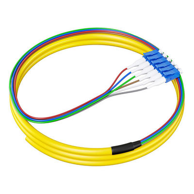 comprar HXCOWO 6 cores SM 9/125 tranças de fibra 0,9mm G657A G652D 1,5M LC/UPC trança de fibra óptica Fabricação em linha