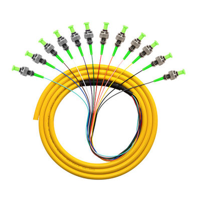 comprar PVC LSZH HXCOWO ST APC Connector SM MM 12 Core 1M Or Customized Length Fiber Optic Pigtail fabricação em linha