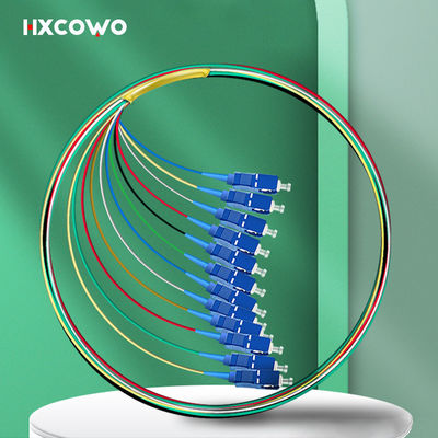 comprar Modo único G657A 0.9mm G652D do SC UPC da trança da fibra ótica da cor de FTTX HXCOWO 12 Fabricação em linha
