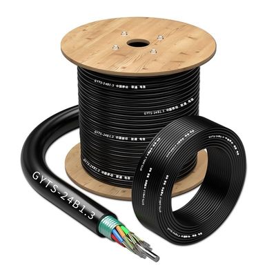 comprar Cabo de fibra ótica blindado exterior do PE preto de G72B1.3 G652D 36B1.3 para o encanamento aéreo Fabricação em linha