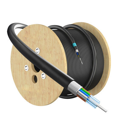 2-288 Core GYTA Outdoor Duct Coaxial Direct Burial Fiber Optic Cable para Comunicação SM MM Preto PE Jacket