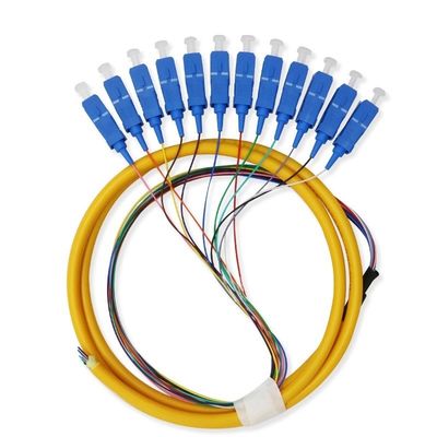 12 Core Single Mode SC Fiber Pigtail Cable for Networks Communication System Flexible
